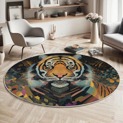 ZISTRCBAO Runder Teppich 120cm, Tigertier Teppich Rund, Tierrealismus rutschfest Teppiche Weich Wohnzimmer Für Küche Schlafzimmer Studie Heimbüro, Braun ZISTRCBAO Runder Teppich 120cm, Tigertier Teppich Rund, Tierrealismus rutschfest Teppiche Weich Wohnzimmer Für Küche Schlafzimmer Studie Heimbüro, Braun von ZISTRCBAO
