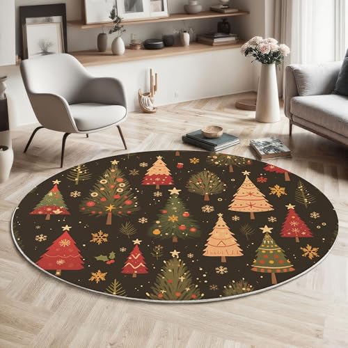 ZISTRCBAO Runder Teppich 120cm, Weihnachtsbaum Schneeflocken Teppich Rund, Weihnachten rutschfest Teppiche Weich Wohnzimmer Für Küche Schlafzimmer Studie Heimbüro, Grün ZISTRCBAO Runder Teppich 120cm, Weihnachtsbaum Schneeflocken Teppich Rund, Weihnachten rutschfest Teppiche Weich Wohnzimmer Für Küche Schlafzimmer Studie Heimbüro, Grün von ZISTRCBAO