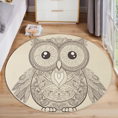 ZISTRCBAO Runder Teppich 60cm, Eule Tier Teppich Rund, Mandala rutschfest Teppiche Weich Wohnzimmer Für Küche Schlafzimmer Studie Heimbüro, Grau ZISTRCBAO Runder Teppich 60cm, Eule Tier Teppich Rund, Mandala rutschfest Teppiche Weich Wohnzimmer Für Küche Schlafzimmer Studie Heimbüro, Grau von ZISTRCBAO