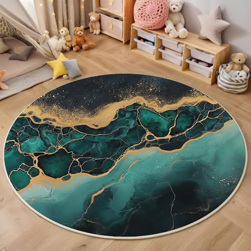 ZISTRCBAO Runder Teppich 60cm, Smaragdgrüner Goldmarmor Teppich Rund, Leichter Luxus rutschfest Teppiche Weich Wohnzimmer Für Küche Schlafzimmer Studie Heimbüro, Smaragdgrün ZISTRCBAO Runder Teppich 60cm, Smaragdgrüner Goldmarmor Teppich Rund, Leichter Luxus rutschfest Teppiche Weich Wohnzimmer Für Küche Schlafzimmer Studie Heimbüro, Smaragdgrün von ZISTRCBAO