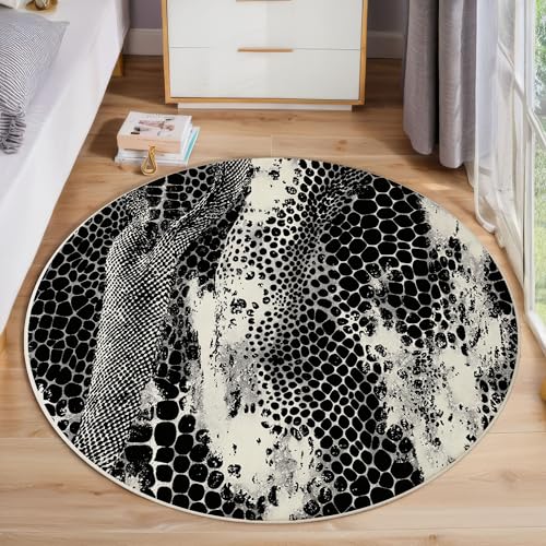 ZISTRCBAO Schlangenhaut-Textur Rund Bereich Teppich 100cm, Vintage Tier Weich Teppich Rund, Waschbar rutschfest Wohnzimmer Teppiche Für Schlafzimmer Terrasse Garten Küchen, Schwarz ZISTRCBAO Schlangenhaut-Textur Rund Bereich Teppich 100cm, Vintage Tier Weich Teppich Rund, Waschbar rutschfest Wohnzimmer Teppiche Für Schlafzimmer Terrasse Garten Küchen, Schwarz von ZISTRCBAO