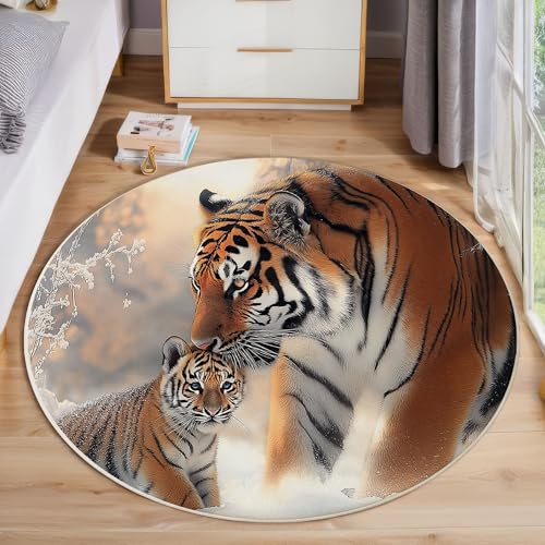 ZISTRCBAO Schneetiger Teppich Rund 100cm, Tierrealismus Kurzflor Teppich Rund, Anti-Rutsch Unterseite Weich Kreisteppich Für Wohnzimmer, Schlafzimmer, Büro, Braun ZISTRCBAO Schneetiger Teppich Rund 100cm, Tierrealismus Kurzflor Teppich Rund, Anti-Rutsch Unterseite Weich Kreisteppich Für Wohnzimmer, Schlafzimmer, Büro, Braun von ZISTRCBAO