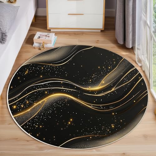 ZISTRCBAO Schwarzgoldmarmor Kurzflor Teppich Rund, Moderner Luxus Wohnzimmerteppich, Schwarz Runder Teppich 60cm Round Eingangsbereich Waschbar Weich for Wohnzimmer Schlafzimmer Studie Heimbüro ZISTRCBAO Schwarzgoldmarmor Kurzflor Teppich Rund, Moderner Luxus Wohnzimmerteppich, Schwarz Runder Teppich 60cm Round Eingangsbereich Waschbar Weich for Wohnzimmer Schlafzimmer Studie Heimbüro von ZISTRCBAO