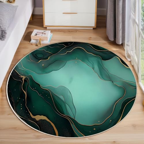 ZISTRCBAO Smaragdgrüner Marmor Rund Teppich, Fluid Art Waschbarer Wohnzimmer Sofa Teppich Kurzflor Couchtischmatte, Grün Rund 80cm Teppiche Für Schlafzimmer Esszimmer Küche Innen ZISTRCBAO Smaragdgrüner Marmor Rund Teppich, Fluid Art Waschbarer Wohnzimmer Sofa Teppich Kurzflor Couchtischmatte, Grün Rund 80cm Teppiche Für Schlafzimmer Esszimmer Küche Innen von ZISTRCBAO