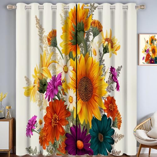 ZISTRCBAO Sonnenblumen Schlafzimmervorhänge, Aquarell Blumen Vorhänge Mit ösen Verdunkelung Wärmeschutzvorhang Thermovorhang Für Wohnzimmer Schlafzimmer, Mehrfarbig, 2er Set H213xB137cm ZISTRCBAO Sonnenblumen Schlafzimmervorhänge, Aquarell Blumen Vorhänge Mit ösen Verdunkelung Wärmeschutzvorhang Thermovorhang Für Wohnzimmer Schlafzimmer, Mehrfarbig, 2er Set H213xB137cm von ZISTRCBAO