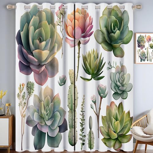 ZISTRCBAO Sukkulente Verdunkelungsvorhänge, Aquarell Blumen Thermisch Isoliert Fensterbehandlung Vorhänge Für Wohnzimmer Dekoration, Grün 2 Paneele H99xB68.5cm ZISTRCBAO Sukkulente Verdunkelungsvorhänge, Aquarell Blumen Thermisch Isoliert Fensterbehandlung Vorhänge Für Wohnzimmer Dekoration, Grün 2 Paneele H99xB68.5cm von ZISTRCBAO