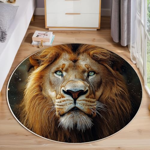 ZISTRCBAO Tier Löwe Rund Teppich Kurzflor, Fantasy-Kunst Ultradünner Waschbarer Runder Teppich Für Den Innen Und Außenbereich Schlafzimmer Wohnzimmer Terrasse Garten 80cm, Braun ZISTRCBAO Tier Löwe Rund Teppich Kurzflor, Fantasy-Kunst Ultradünner Waschbarer Runder Teppich Für Den Innen Und Außenbereich Schlafzimmer Wohnzimmer Terrasse Garten 80cm, Braun von ZISTRCBAO