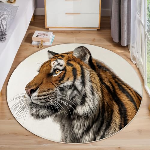 ZISTRCBAO Tiger-Profil rutschfest Runder Teppich 80cm, Tierrealismus Runder Teppich Wohnzimmer, Braun Dekoration Teppiche Weich Waschbar Für Zuhause Bodenmatte Schlafzimmer Dekorativer Teppiche ZISTRCBAO Tiger-Profil rutschfest Runder Teppich 80cm, Tierrealismus Runder Teppich Wohnzimmer, Braun Dekoration Teppiche Weich Waschbar Für Zuhause Bodenmatte Schlafzimmer Dekorativer Teppiche von ZISTRCBAO