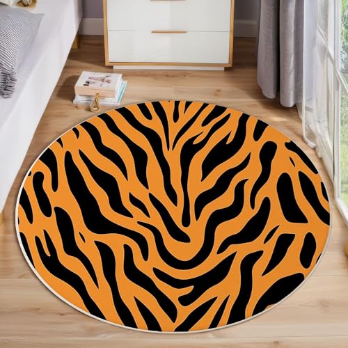 ZISTRCBAO Tigerstreifen rutschfest Runder Teppich 100cm, Tiertextur Runder Teppich Wohnzimmer, Orange Dekoration Teppiche Weich Waschbar Für Zuhause Bodenmatte Schlafzimmer Dekorativer Teppiche ZISTRCBAO Tigerstreifen rutschfest Runder Teppich 100cm, Tiertextur Runder Teppich Wohnzimmer, Orange Dekoration Teppiche Weich Waschbar Für Zuhause Bodenmatte Schlafzimmer Dekorativer Teppiche von ZISTRCBAO