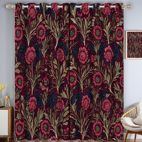 ZISTRCBAO VerdunkelungsvorhängeBlumenranke, Vintage-Pflanze Heimdekoration Wärmeisolierend Verdunkelung Für Schlafzimmer Wohnzimmer, Burgund, Set Mit 2 Paneelen H99xB68.5cm ZISTRCBAO VerdunkelungsvorhängeBlumenranke, Vintage-Pflanze Heimdekoration Wärmeisolierend Verdunkelung Für Schlafzimmer Wohnzimmer, Burgund, Set Mit 2 Paneelen H99xB68.5cm von ZISTRCBAO