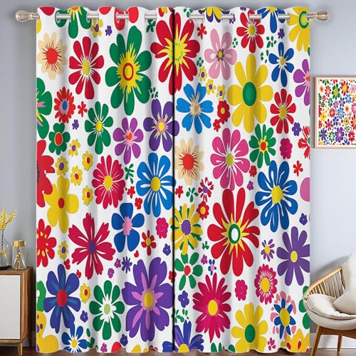 ZISTRCBAO VerdunkelungsvorhängeCartoon Blumen, Niedlich Kindlich Heimdekoration Wärmeisolierend Verdunkelung Für Schlafzimmer Wohnzimmer, Mehrfarbig, Set Mit 2 Paneelen H160xB80cm ZISTRCBAO VerdunkelungsvorhängeCartoon Blumen, Niedlich Kindlich Heimdekoration Wärmeisolierend Verdunkelung Für Schlafzimmer Wohnzimmer, Mehrfarbig, Set Mit 2 Paneelen H160xB80cm von ZISTRCBAO
