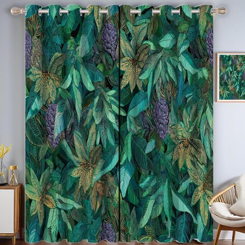 ZISTRCBAO VerdunkelungsvorhängeDschungelblätter, Tropische Pflanzen Heimdekoration Wärmeisolierend Verdunkelung Für Schlafzimmer Wohnzimmer, Grün, Set Mit 2 Paneelen H160xB80cm ZISTRCBAO VerdunkelungsvorhängeDschungelblätter, Tropische Pflanzen Heimdekoration Wärmeisolierend Verdunkelung Für Schlafzimmer Wohnzimmer, Grün, Set Mit 2 Paneelen H160xB80cm von ZISTRCBAO