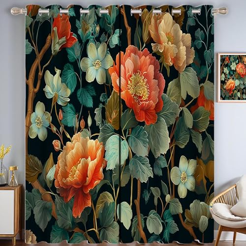 ZISTRCBAO VerdunkelungsvorhängePfingstrose, Vintage-Blumen Heimdekoration Wärmeisolierend Verdunkelung Für Schlafzimmer Wohnzimmer, Grün, Set Mit 2 Paneelen H182xB91cm ZISTRCBAO VerdunkelungsvorhängePfingstrose, Vintage-Blumen Heimdekoration Wärmeisolierend Verdunkelung Für Schlafzimmer Wohnzimmer, Grün, Set Mit 2 Paneelen H182xB91cm von ZISTRCBAO