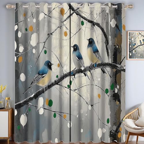 ZISTRCBAO Vogelzweig Verdunkelungsvorhänge, Aquarellstil Thermisch Isoliert Fensterbehandlung Vorhänge Für Wohnzimmer Dekoration, Grau 2 Paneele H213xB137cm ZISTRCBAO Vogelzweig Verdunkelungsvorhänge, Aquarellstil Thermisch Isoliert Fensterbehandlung Vorhänge Für Wohnzimmer Dekoration, Grau 2 Paneele H213xB137cm von ZISTRCBAO