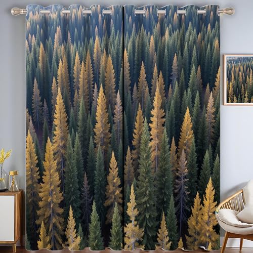 ZISTRCBAO Wald Verdunkelungsvorhänge, Herbstlandschaft Thermisch Isoliert Fensterbehandlung Vorhänge Für Wohnzimmer Dekoration, Golden 2 Paneele H182xB91cm ZISTRCBAO Wald Verdunkelungsvorhänge, Herbstlandschaft Thermisch Isoliert Fensterbehandlung Vorhänge Für Wohnzimmer Dekoration, Golden 2 Paneele H182xB91cm von ZISTRCBAO