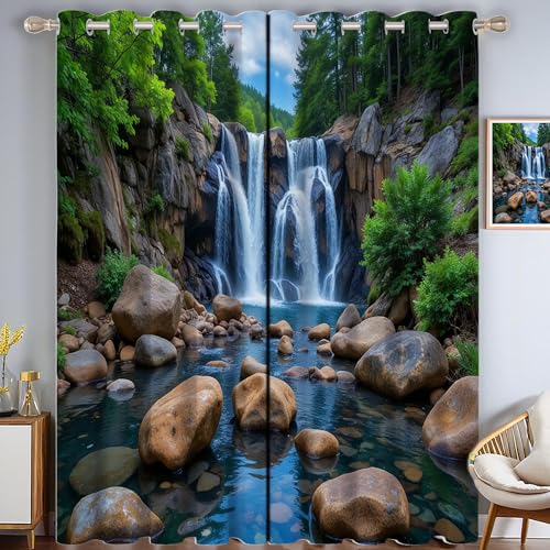 ZISTRCBAO Wasserfallwald Verdunkelungsvorhänge, Natürliche Landschaft Thermisch Isoliert Fensterbehandlung Vorhänge Für Wohnzimmer Dekoration, Grün 2 Paneele H99xB68.5cm ZISTRCBAO Wasserfallwald Verdunkelungsvorhänge, Natürliche Landschaft Thermisch Isoliert Fensterbehandlung Vorhänge Für Wohnzimmer Dekoration, Grün 2 Paneele H99xB68.5cm von ZISTRCBAO