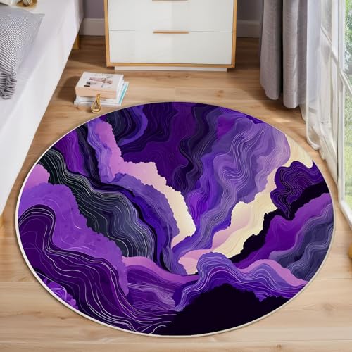ZISTRCBAO Weiß-Violetter Marmor Kurzflor Teppich Rund, Abstrakter Wirbel Wohnzimmerteppich, Lila Runder Teppich 180cm Round Eingangsbereich Waschbar Weich for Wohnzimmer Schlafzimmer Studie Heimbüro ZISTRCBAO Weiß-Violetter Marmor Kurzflor Teppich Rund, Abstrakter Wirbel Wohnzimmerteppich, Lila Runder Teppich 180cm Round Eingangsbereich Waschbar Weich for Wohnzimmer Schlafzimmer Studie Heimbüro von ZISTRCBAO
