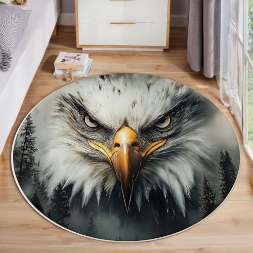 ZISTRCBAO Weißkopfseeadler Teppich Für Wohnzimmer Rund, Tierportrait Waschbarer Runder Teppich, Grau Ultradünner Niederflor-Teppiche Für Wohnzimmer Couchtisch Küche, 180cm ZISTRCBAO Weißkopfseeadler Teppich Für Wohnzimmer Rund, Tierportrait Waschbarer Runder Teppich, Grau Ultradünner Niederflor-Teppiche Für Wohnzimmer Couchtisch Küche, 180cm von ZISTRCBAO