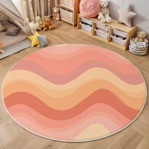 ZISTRCBAO Wellenstreifen Kurzflor Teppich Rund, Aquarell Einfachheit Wohnzimmerteppich, Rosa Runder Teppich 60cm Round Eingangsbereich Waschbar Weich for Wohnzimmer Schlafzimmer Studie Heimbüro ZISTRCBAO Wellenstreifen Kurzflor Teppich Rund, Aquarell Einfachheit Wohnzimmerteppich, Rosa Runder Teppich 60cm Round Eingangsbereich Waschbar Weich for Wohnzimmer Schlafzimmer Studie Heimbüro von ZISTRCBAO