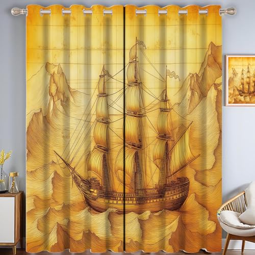 ZISTRCBAO Weltkarte Segeln Verdunkelungsvorhänge, Retro-Nautisches Thema Thermisch Isoliert Fensterbehandlung Vorhänge Für Wohnzimmer Dekoration, Gold 2 Paneele H99xB68.5cm ZISTRCBAO Weltkarte Segeln Verdunkelungsvorhänge, Retro-Nautisches Thema Thermisch Isoliert Fensterbehandlung Vorhänge Für Wohnzimmer Dekoration, Gold 2 Paneele H99xB68.5cm von ZISTRCBAO