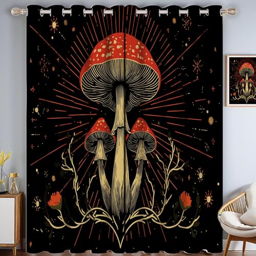 ZISTRCBAO Zauberpilze Verdunkelungsvorhänge, Retro-Kunst Thermisch Isoliert Fensterbehandlung Vorhänge Für Wohnzimmer Dekoration, Rot 2 Paneele H213xB66cm ZISTRCBAO Zauberpilze Verdunkelungsvorhänge, Retro-Kunst Thermisch Isoliert Fensterbehandlung Vorhänge Für Wohnzimmer Dekoration, Rot 2 Paneele H213xB66cm von ZISTRCBAO