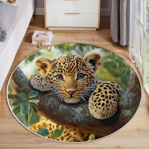 ZISTRCBAO Zweig Leopard Kurzflor Teppich Rund, Niedliches Tier Wohnzimmerteppich, Braun Runder Teppich 80cm Round Eingangsbereich Waschbar Weich for Wohnzimmer Schlafzimmer Studie Heimbüro ZISTRCBAO Zweig Leopard Kurzflor Teppich Rund, Niedliches Tier Wohnzimmerteppich, Braun Runder Teppich 80cm Round Eingangsbereich Waschbar Weich for Wohnzimmer Schlafzimmer Studie Heimbüro von ZISTRCBAO