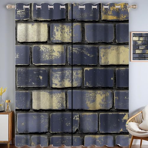 Ziegelmauer Verdunkelungsvorhänge, Retro-Stil Thermisch Isoliert Fensterbehandlung Vorhänge Für Wohnzimmer Dekoration, Dunkelgrau 2 Paneele H99xB68.5cm Ziegelmauer Verdunkelungsvorhänge, Retro-Stil Thermisch Isoliert Fensterbehandlung Vorhänge Für Wohnzimmer Dekoration, Dunkelgrau 2 Paneele H99xB68.5cm von ZISTRCBAO