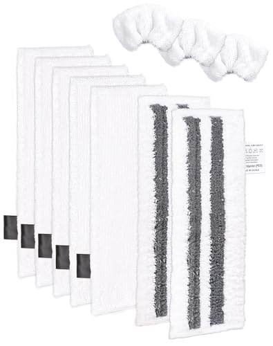 10 Stück Mikrofaser Tücher für Kärcher Easyfix SC1 SC2 SC3 SC4 SC5, Dampfreiniger Zubehör Set (5x Microfiber Cloth + 3x Handdüsen-Überzug + 2x Gestreifte Bodenwischtücher) –Ideal für Alle Böden von ZITFRI