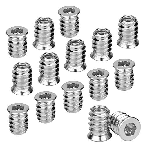 ZITFRI 100x Einschraubmutter M6 Einschraubmuffen Eindrehmuffe M6 x15 mm Einschraubmutter mit Abdeckrand Gewindeeinsatz Hex Innensechskantmuttern aus verzinktem Stahl von ZITFRI