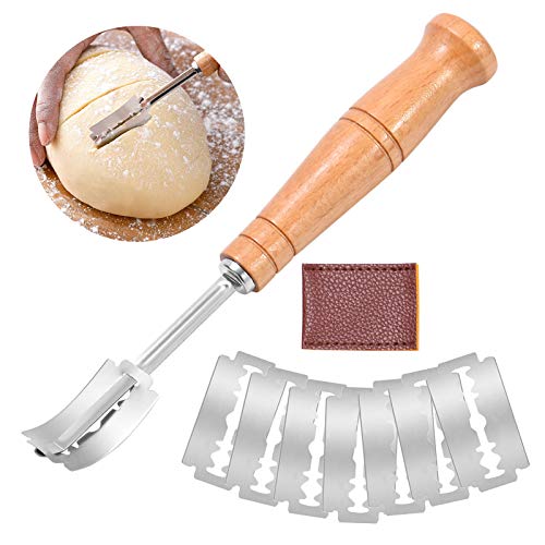 ZITFRI Bäckermesser Teigmesser Baguettemesser Brot Lahm Scoring Tool Set Brot Bäcker Cutter mit 10 Brotklinge Bäckerklinge Ritzmesser zum Einschneiden von Baguette Teigmesser für DIY Brot Backen von ZITFRI