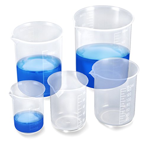 ZITFRI Messbecher Set Kunstoff 5 STK. Messbecher 50ml 100ml 150ml 250ml 500ml Meßbecher aus PP Labor Messbecher mit Maßstab Mark (Transparent) von ZITFRI