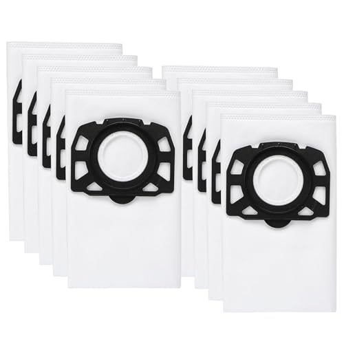 ZITUZY 10 Stück Vliesfilterbeutel Set, Kärcher Staubsaugerbeutel, Kärcher Wd2, für Kärcher WD4 WD5 WD6 WD5P WD6P MV4 MV5 MV6 Vliesfilterbeutel Staubbeute (Weiß) von ZITUZY