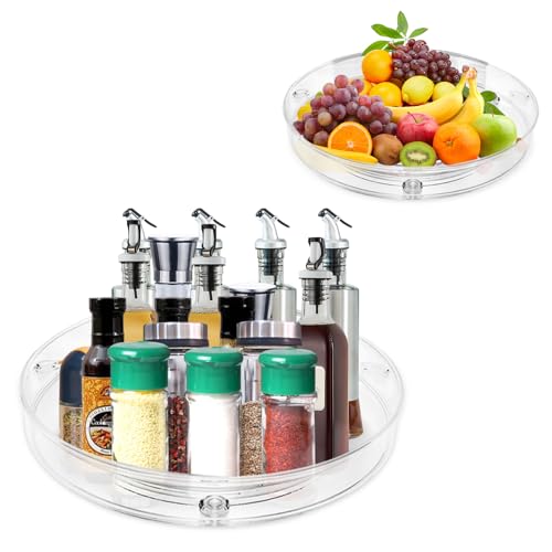 ZITUZY 2 Stück Drehteller Organizer, Drehteller Kühlschrank, 360° Drehbarer Gewürzregal,Turntable Fridge Organiser,Turntable Organizer, für Vorratsdosen und Gewürze（27 + 23 cm） von ZITUZY