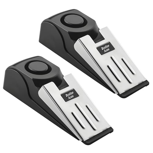 ZITUZY 2 Stücke Türstopper Alarm, Tür Sicherheit Einstellbares Doppelschutz, Alarm Türstopper Türalarm Einbruchschutz 120dB, für Wohnungen, Hotels, Wohnheime (Schwarz) von ZITUZY