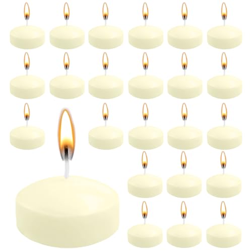 ZITUZY 50 Stück Schwimmkerzen, Unparfümierte Schwimmkerzen, Dekorative Schwimmkerzen, Kein Duft, für Hochzeitspool, Valentinstagbadewanne, Abendessen, Weihnachtsdekoration (Groß Weißmilch) von ZITUZY