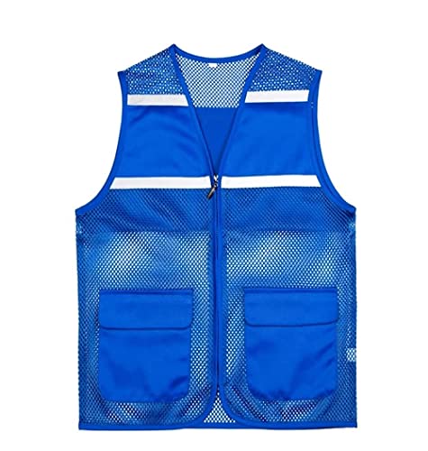 Warnwesten, Hohe Sichtbarkeit, Mesh-Sicherheit, leichte Reißverschlusstaschen, for Fahrten, Laufen, Freiwilligenarbeit, Bauwesen, 1 Stück(Blu,XL) von ZIUBMVDYC