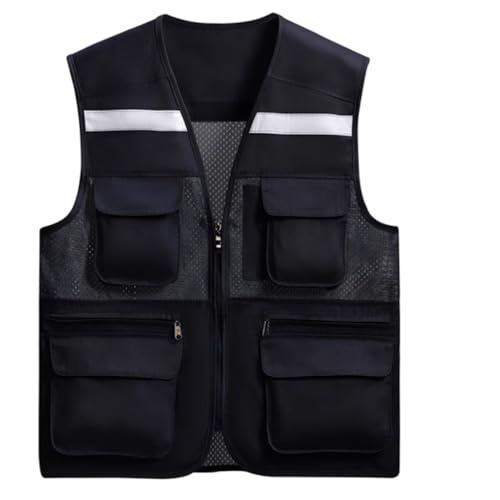Warnwesten, Hohe Sichtbarkeit, Sicherheit mit mehreren Taschen. Großhandel for Außenarbeiten, passend freiwillige Bauarbeiten(Black,3XL) von ZIUBMVDYC