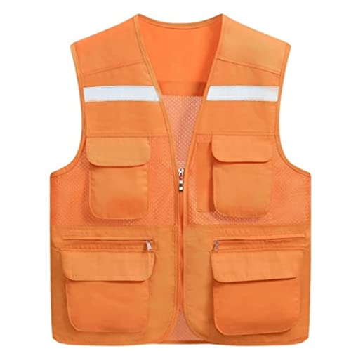 Warnwesten, Hohe Sichtbarkeit, Sicherheit mit mehreren Taschen. Großhandel for Außenarbeiten, passend freiwillige Bauarbeiten(Orange,XL) von ZIUBMVDYC