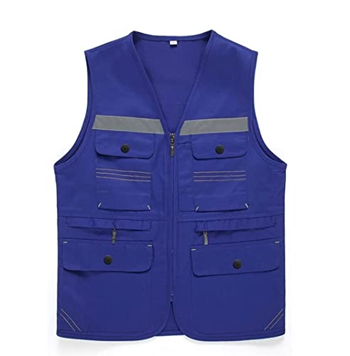 Warnwesten, Sicherheit mit Tasche und Reißverschluss, perfekt for den Bau, strapazierfähig, Vermessungsarbeiten, Bauarbeiten, 1 Stück(Blue,4XL) von ZIUBMVDYC