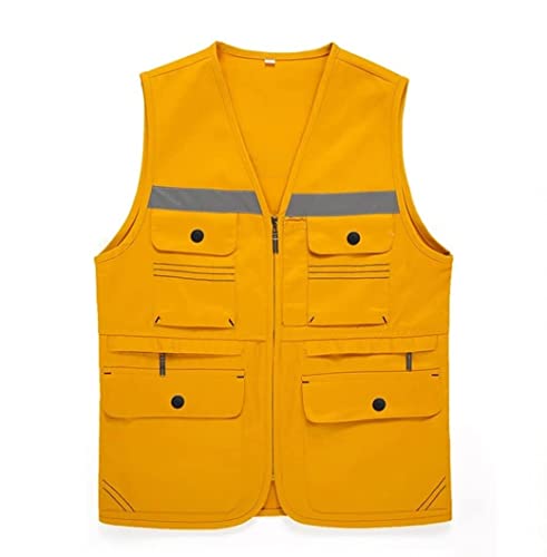 Warnwesten, Sicherheit mit Tasche und Reißverschluss, perfekt for den Bau, strapazierfähig, Vermessungsarbeiten, Bauarbeiten, 1 Stück(Yellow,3XL) von ZIUBMVDYC
