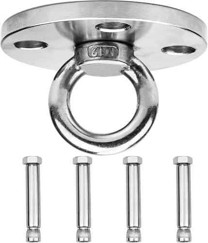 ZIUBMVDYC Hochbelastbare Schaukelaufhänger, 1 Satz Metall-Schaukelhaken, rund, drehbar, for Aufhängen, mit Schraube, belastbar 120 kg, for Yoga, Silber ZIUBMVDYC Hochbelastbare Schaukelaufhänger, 1 Satz Metall-Schaukelhaken, rund, drehbar, for Aufhängen, mit Schraube, belastbar 120 kg, for Yoga, Silber von ZIUBMVDYC