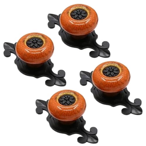 ZIUBMVDYC Keramikknöpfe Türgriffe, 4 Stück Schubladengriffe Keramikknöpfe Möbeltürgriff Schranktürgriffe Schrankbeschläge(Orange,Black Backplate) von ZIUBMVDYC
