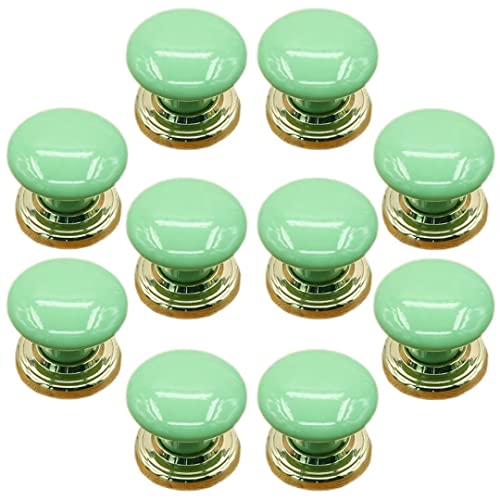 ZIUBMVDYC Keramikknöpfe Türgriffe, Set mit 10 runden Türgriffen aus Keramik mit Knaufgriff(Green) von ZIUBMVDYC