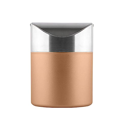 ZIUBMVDYC Mülleimer, 1Pcs Edelstahl Desktop Mülleimer Arbeitsplatte Abfall Kann mit Schaukel Deckel Lagerung Zubehör(Champagne color) von ZIUBMVDYC