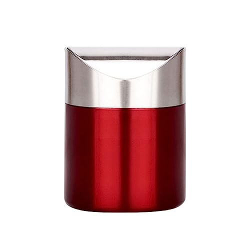 ZIUBMVDYC Mülleimer, 1Pcs Edelstahl Desktop Mülleimer Arbeitsplatte Abfall Kann mit Schaukel Deckel Lagerung Zubehör(Wine red) von ZIUBMVDYC