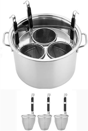 ZIUBMVDYC Nudelkocher mit Siebkörben, 3/4/5 Löcher Kommerzieller Nudeltopf aus Edelstahl, Einsatzset mit Trennwand und Sieb, Suppentöpfe for die Küche zu Hause, Restaurant, 1 Set(3 Holes) von ZIUBMVDYC