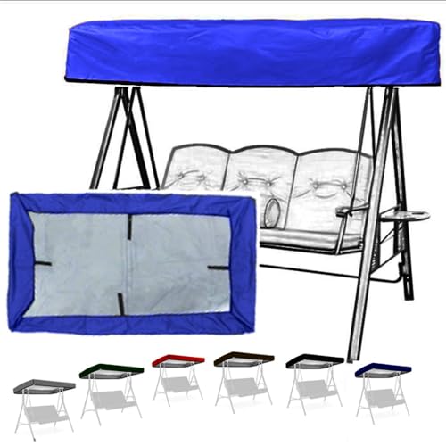 ZIUSFAC 142×120 195×125cm Hollywoodschaukel Dachbezug 3 Sitzer Ersatzdach Für Garten-Schaukel Schaukel Ersatzabdeckung 190D Oxford-Stoff UV Schutz(Blue,142x120cm/56x47in) von ZIUSFAC