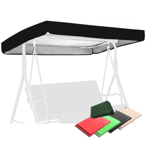 ZIUSFAC 191×120cm Hollywoodschaukel Abdeckung Gartenschaukel Dachbezug 3 Sitzer Schaukel Dachbezug Überdachung Hollywoodschaukel Ersatzdach Sonnendach UV Schutz Stoff(Black,191x120cm/75x47in) von ZIUSFAC