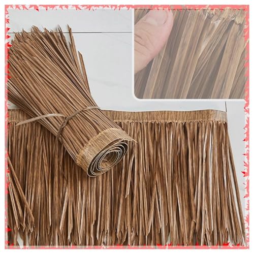 ZIUSFAC 1m Stroh Dach Künstliche Palmendach Hawaii Bar Hütte Reetdach Simulierte Palmgras Rolle PE Palmschindel Simulation Strohdach Deko Palmenblätter Synthetisches(Brown) von ZIUSFAC