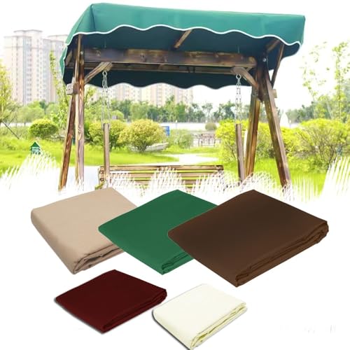 ZIUSFAC 2 Sitzer Hollywoodschaukel Dachbezug Schaukelüberdachung Wasserdicht Dachplane Sonnenschutz Ersatzdach 210×124cm 195×125cm Garten-Schaukel Dach Polyester Stoff(Dark green,190x132cm/75x52in) von ZIUSFAC